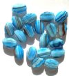 20 9x13mm Two Hole Blue & Black Marble Faceted Flat Ovals